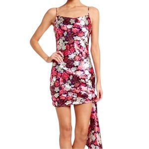 CINQ A SEPT Ryder Satin Mini Dress NEW Black Floral Multi Size 6